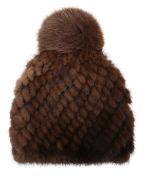 Max Mara: berretti - Berretto Delia marrone in visone e lana