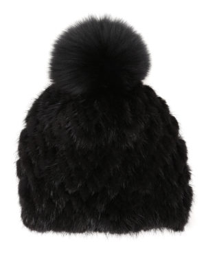 Max Mara: berretti - Berretto Delia nero in visone e lana