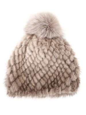Max Mara: berretti - Berretto Delia grigio in visone e lana