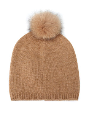 Max Mara: berretti - Berretto Freddy cammello in cashmere e volpe