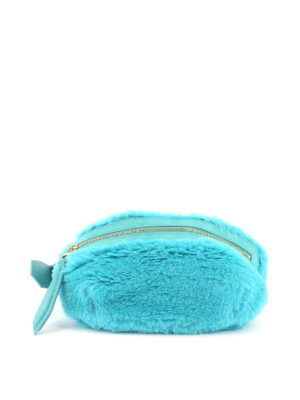 Max Mara: belt bags - Teddy1 turquoise fur effect belt bag