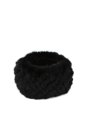 Max Mara: accessori per capelli - Fascia per capelli nera in visone