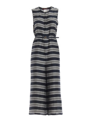 Max Mara: tute - Tuta Merano in lino e seta blu