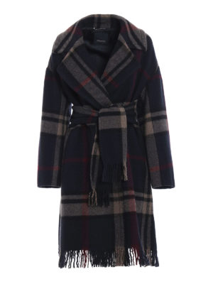 Max Mara: cappotti al ginocchio - Cappotto Pioggia in pura lana a quadri