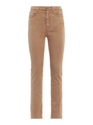 Max Mara: jeans skinny - Jeans skinny Uggioso in denim marrone chiaro