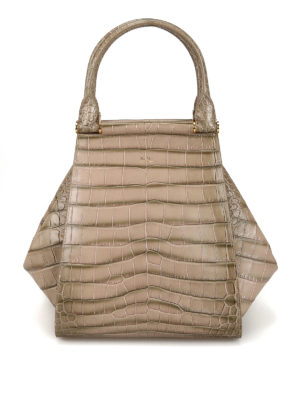 Max Mara: shopper - Borsa Anita in pelle stampa coccodrillo