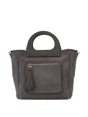 Max Mara: shopper - Borsa reversibile Gra10xs in suede grigio