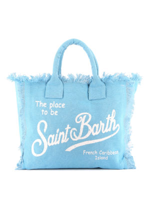 MC2 SAINT BARTH: totes bags - Vanity logo print light blue beach bag