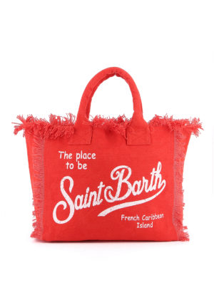 MC2 SAINT BARTH: totes bags - Vanity logo print red beach bag