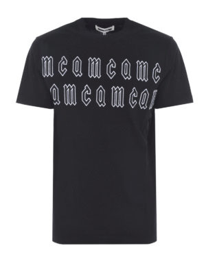 MCQ: t-shirt - T-shirt nera con ricamo mcq ripetuto
