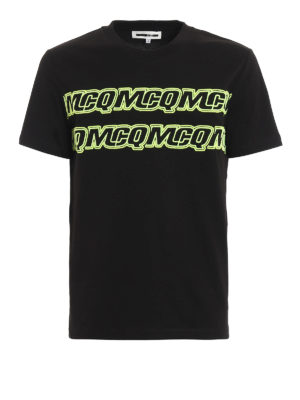 MCQ: t-shirts - Neon logo embroidery black T-shirt