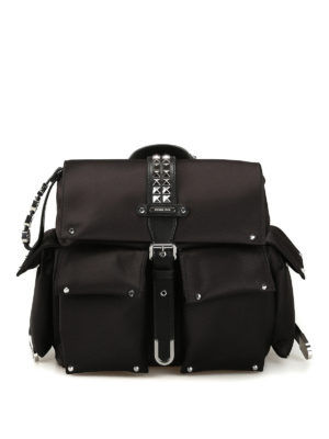 MICHAEL KORS: zaini - Zaino Olivia M in satin nero con borchie