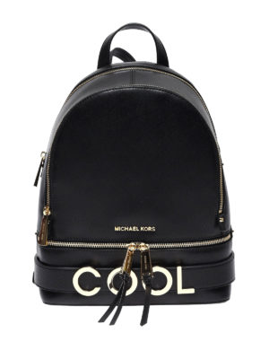 MICHAEL KORS: zaini - Zaino medio Rhea Zip in pelle nera