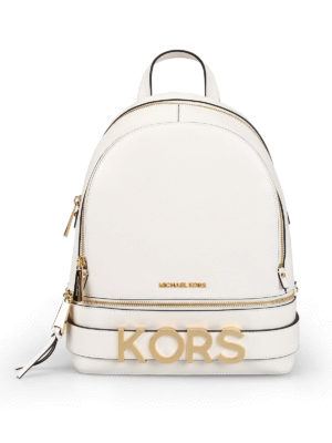 MICHAEL KORS: zaini - Zaino medio Rhea Zip bianco in pelle