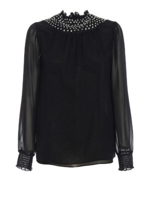 MICHAEL KORS: bluse - Blusa con collo alto impreziosito