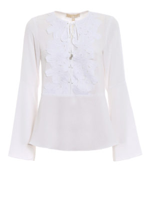Michael Kors: blouses - Macramé front crepe blouse