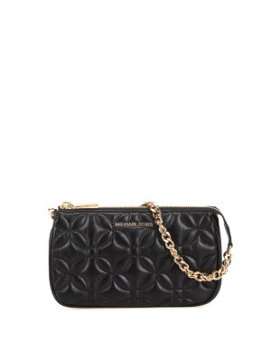 MICHAEL KORS: pochette - Clutch MD Chain in pelle trapuntata nera