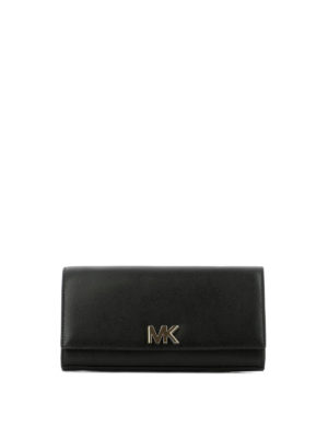 MICHAEL KORS: pochette - Clutch Mott in pelle nera con logo MK