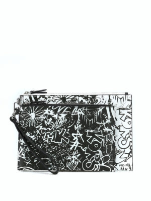 MICHAEL KORS: pochette - Buste in pelle con graffiti Travel Duo