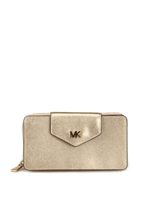MICHAEL KORS: borse a tracolla - Borsa a tracolla in pelle dorata metallizzata