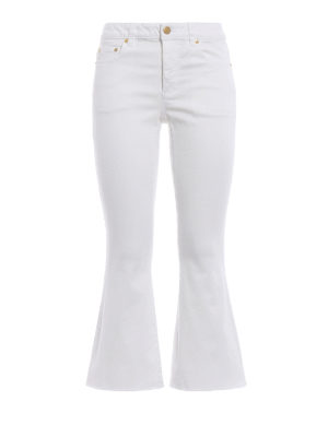MICHAEL KORS: flared jeans - Crop flared white cotton jeans