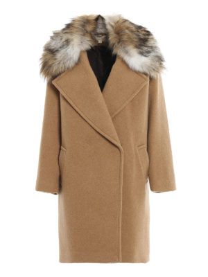MICHAEL KORS: knee length coats - Eco fur collar oversized coat