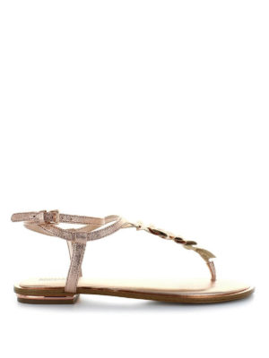 MICHAEL KORS: sandali - Infradito Bella in pelle oro rosa