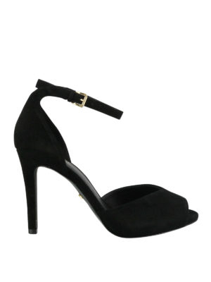 MICHAEL KORS: sandali - Sandali neri Cambria in pelle scamosciata