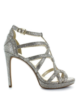 MICHAEL KORS: sandali - Sandali alti glitterati Sandra a gabbia
