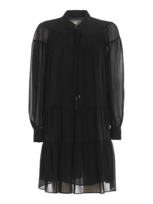 MICHAEL KORS: abiti corti - Abito a tunica in georgette increspata