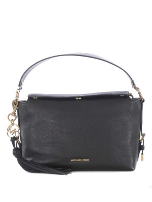 MICHAEL KORS: borse a spalla - Borsa Brooke M in pelle martellata nera