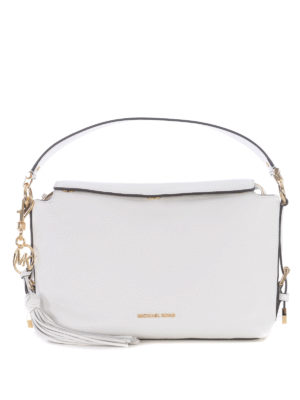 MICHAEL KORS: shoulder bags - Brooke M white hammered leather bag