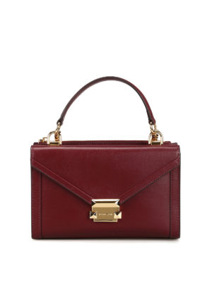 MICHAEL KORS: borse a spalla - Borsa piccola Whitney in pelle rossa scura