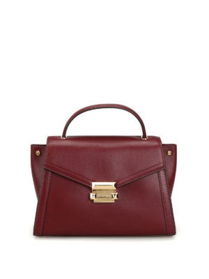 MICHAEL KORS: borse a spalla - Borsa Whitney M in pelle liscia rosso scuro