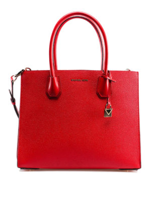MICHAEL KORS: shopper - Borsa Mercer L rossa con lati a fisarmonica