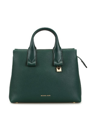 MICHAEL KORS: shopper - Shopper grande Rollins in pelle verde scura