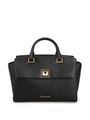 MICHAEL KORS: shopper - Borsa Sylvia M in pelle a grana nera