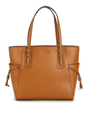 MICHAEL KORS: shopper - Borsa Voyager S in pelle marrone