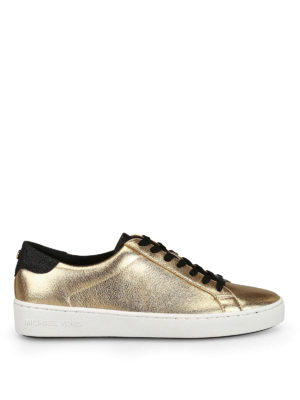 MICHAEL KORS: sneakers - Sneaker Irving in pelle dorata