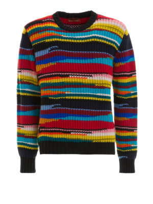 MISSONI: maglia collo rotondo - Girocollo in pesante lana a righe multicolor
