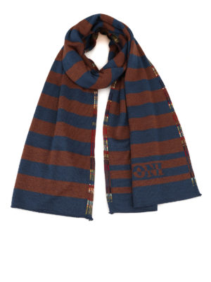 MISSONI: sciarpe e foulard - Sciarpa in misto lana a righe blu e marroni