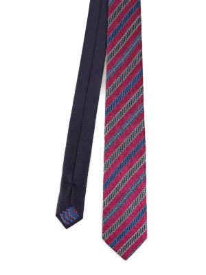 MISSONI: cravatte e papillion - Cravatta in seta a righe a contrasto con logo