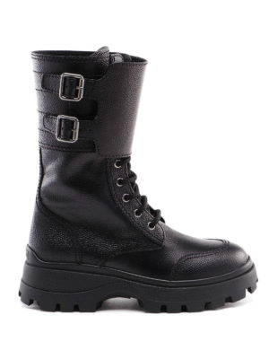 MIU MIU: ankle boots - Leather high leg ankle boots