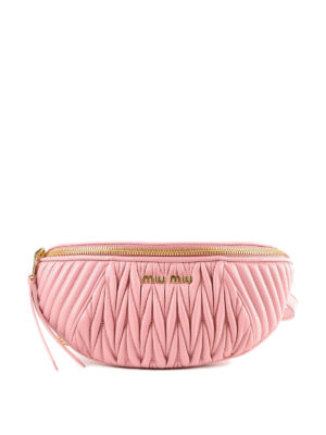 MIU MIU: marsupi - Marsupio rosa in nappa matelassé