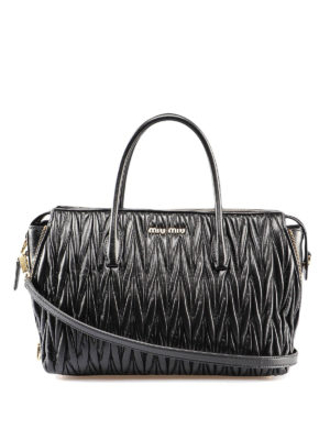 MIU MIU: bauletti - Bauletto in nappa matelassé nera