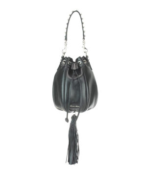 MIU MIU: Secchielli - Secchiello in pelle con cristalli