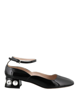 MIU MIU: scarpe décolleté - Décolleté in vernice con tacco gioiello