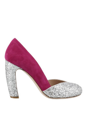 MIU MIU: scarpe décolleté - Décolleté in camoscio e glitter