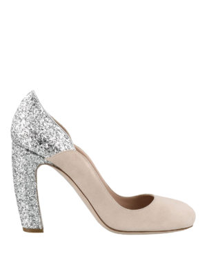MIU MIU: scarpe décolleté - Décolleté in camoscio e glitter