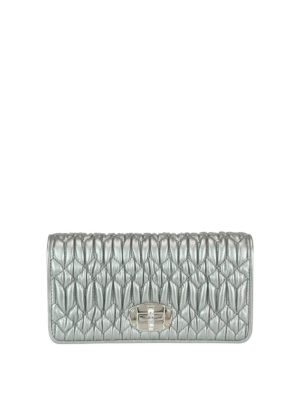 MIU MIU: borse a tracolla - Borsetta in nappa matelassé con cristalli